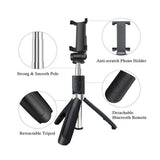 Suport Techsuit Selfie Stick (L01s), Tripod Stable Mount with Extendable Arm, Bluetooth Remote Control, 70cm, Negru
