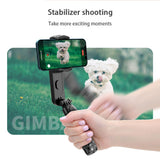 Suport Techsuit Gimbal Mini Selfie Stick (Q09), Stabilizer Tripod with LED Light and Bluetooth Remote Control, 70cm, Negru