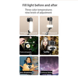 Suport Techsuit Gimbal Mini Selfie Stick (Q09), Stabilizer Tripod with LED Light and Bluetooth Remote Control, 70cm, Negru
