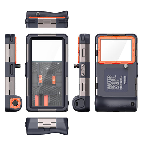 ShellBox Diving Waterproof Professional Case, for Phones with max. 6.8", IPX8, 15m Deep + 1h Underwater Time, Negru