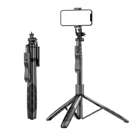 Suport Techsuit Selfie Stick (L16), Stable Tripod Mount, 1/4 Screw Interface, Wireless Remote, Balance Steady Shot, 157cm, Negru
