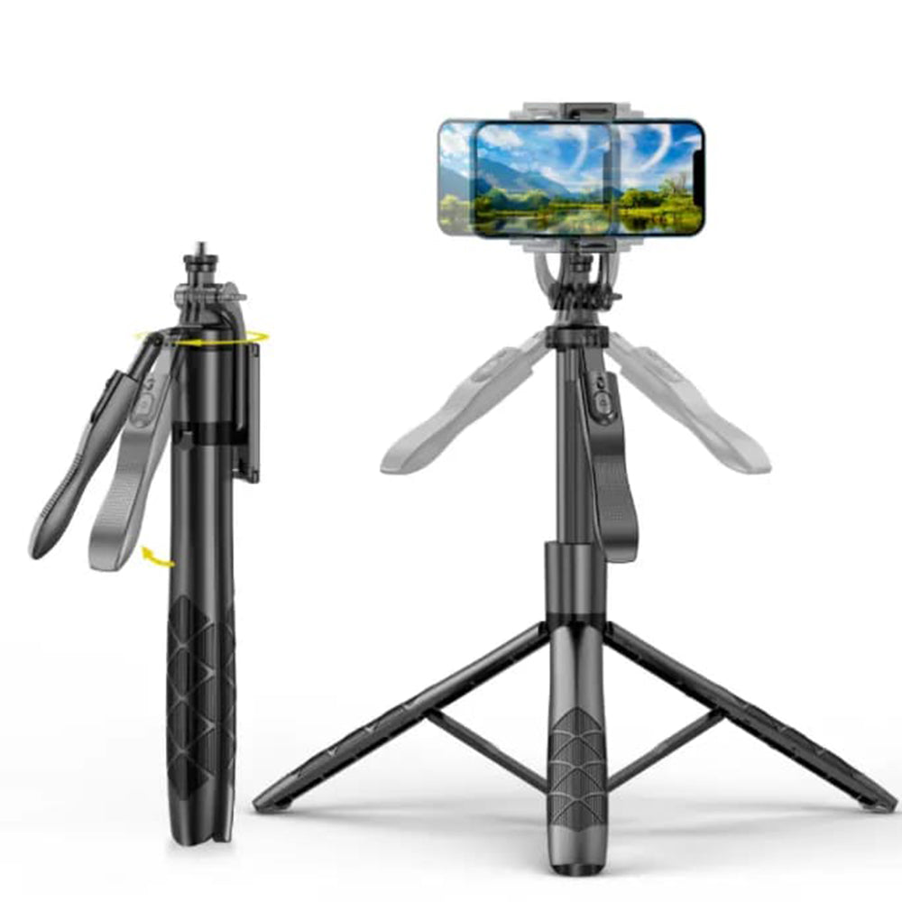 Suport Techsuit Selfie Stick (L16), Stable Tripod Mount, 1/4 Screw Interface, Wireless Remote, Balance Steady Shot, 157cm, Negru