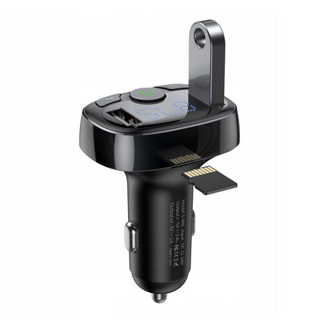 Gadget Baseus FM Modulator and Car Charger S-09A (CCMT000001), T Typed, 2xUSB-A with LED Display, Negru