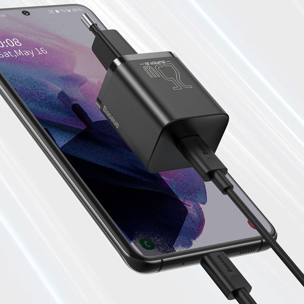 Incarcator Baseus Super Si (TZCCSUP-L01), Type-C Cable Included, USB-C, PD25W, 3A, 1m, Negru