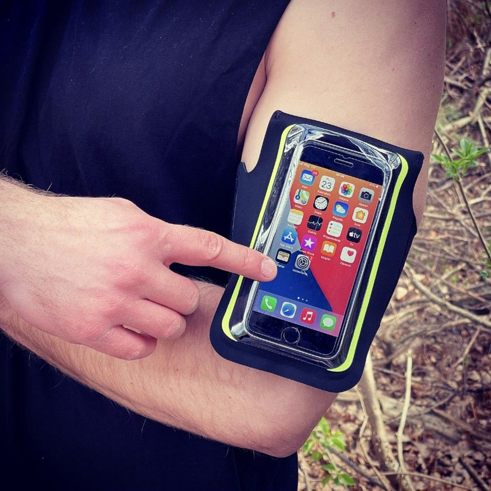Techsuit Sports Armband (TH10), with Velcro, for Phones, max 6.5", Negru / Green