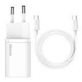 Incarcator Baseus (TZCCSUP-L02), USB-C PD25W, Cablu inclus, Alb