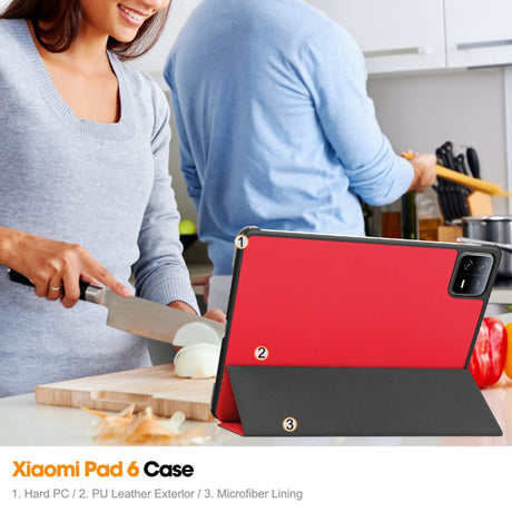 Husa de protectie tableta Techsuit FoldPro compatibil cu Xiaomi Pad 6 / Pad 6 Pro, Rosu