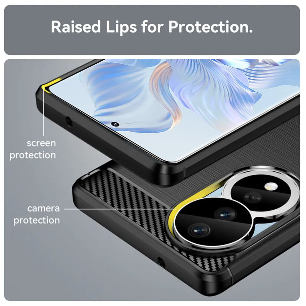 Husa de protectie Techsuit Carbon Silicone compatibil cu Honor 90 / Honor 80, Negru