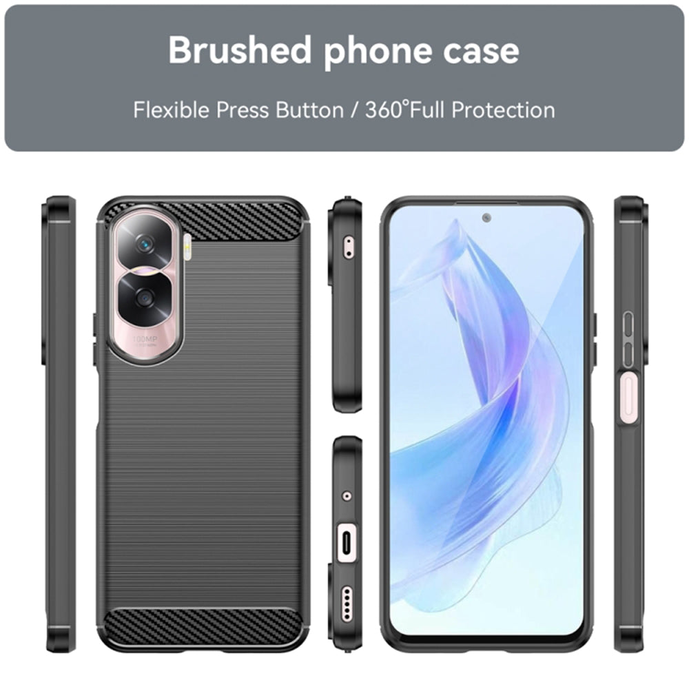 Husa de protectie Techsuit Carbon Silicone compatibil cu Honor 90 Lite, Negru