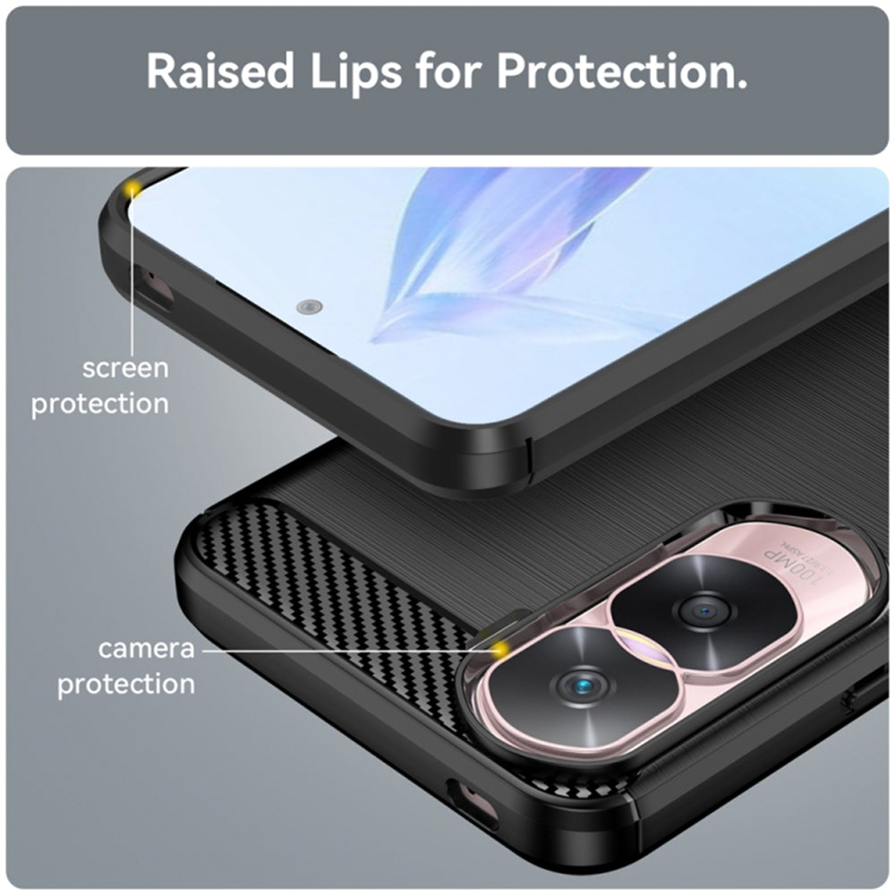 Husa de protectie Techsuit Carbon Silicone compatibil cu Honor 90 Lite, Negru