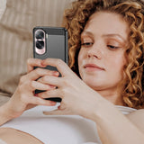 Husa de protectie Techsuit Carbon Silicone compatibil cu Honor 90 Lite, Negru
