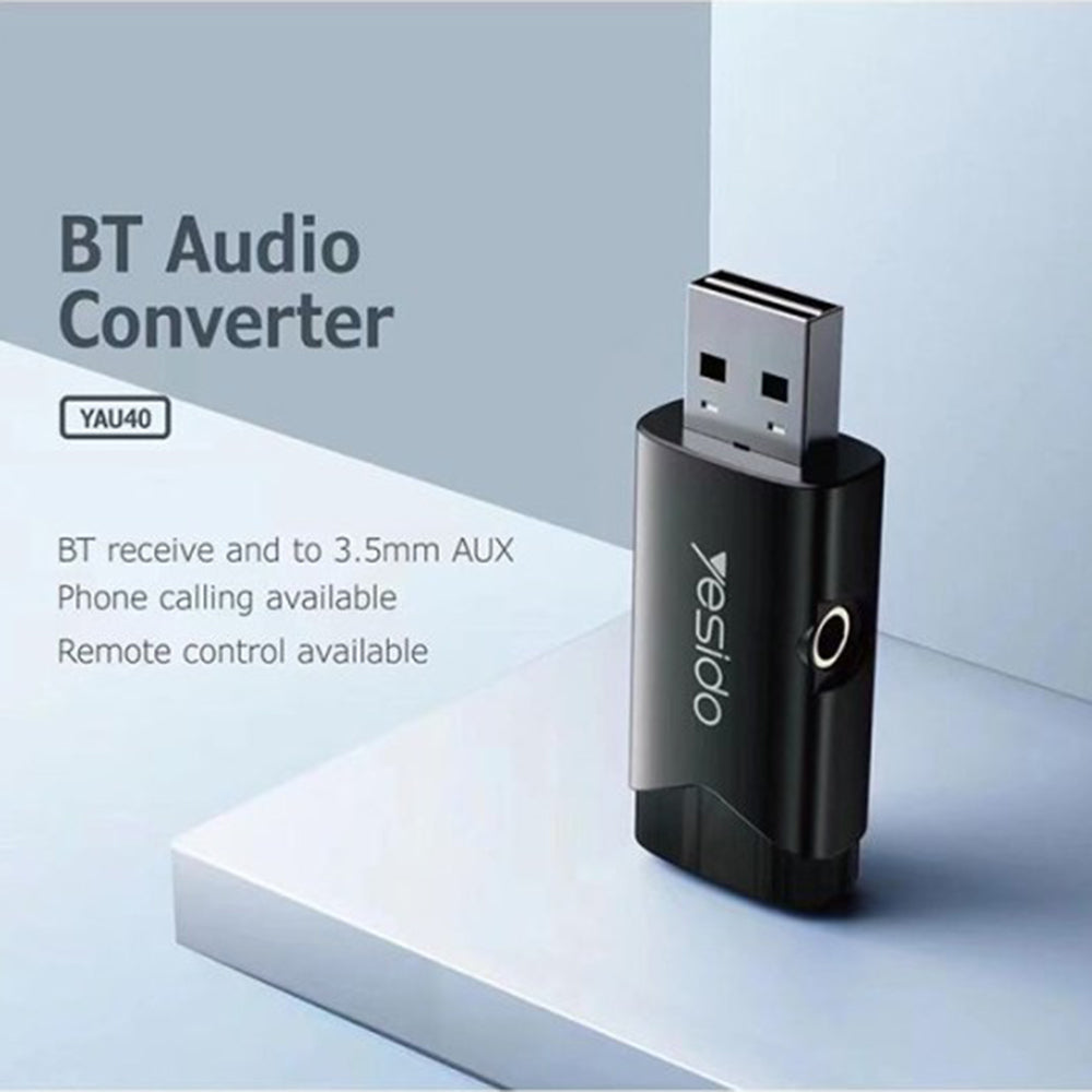 Adaptor Yesido Wireless Aux Car Receiver (YAU40), Handsfree Call, HD Sound Quality, Negru