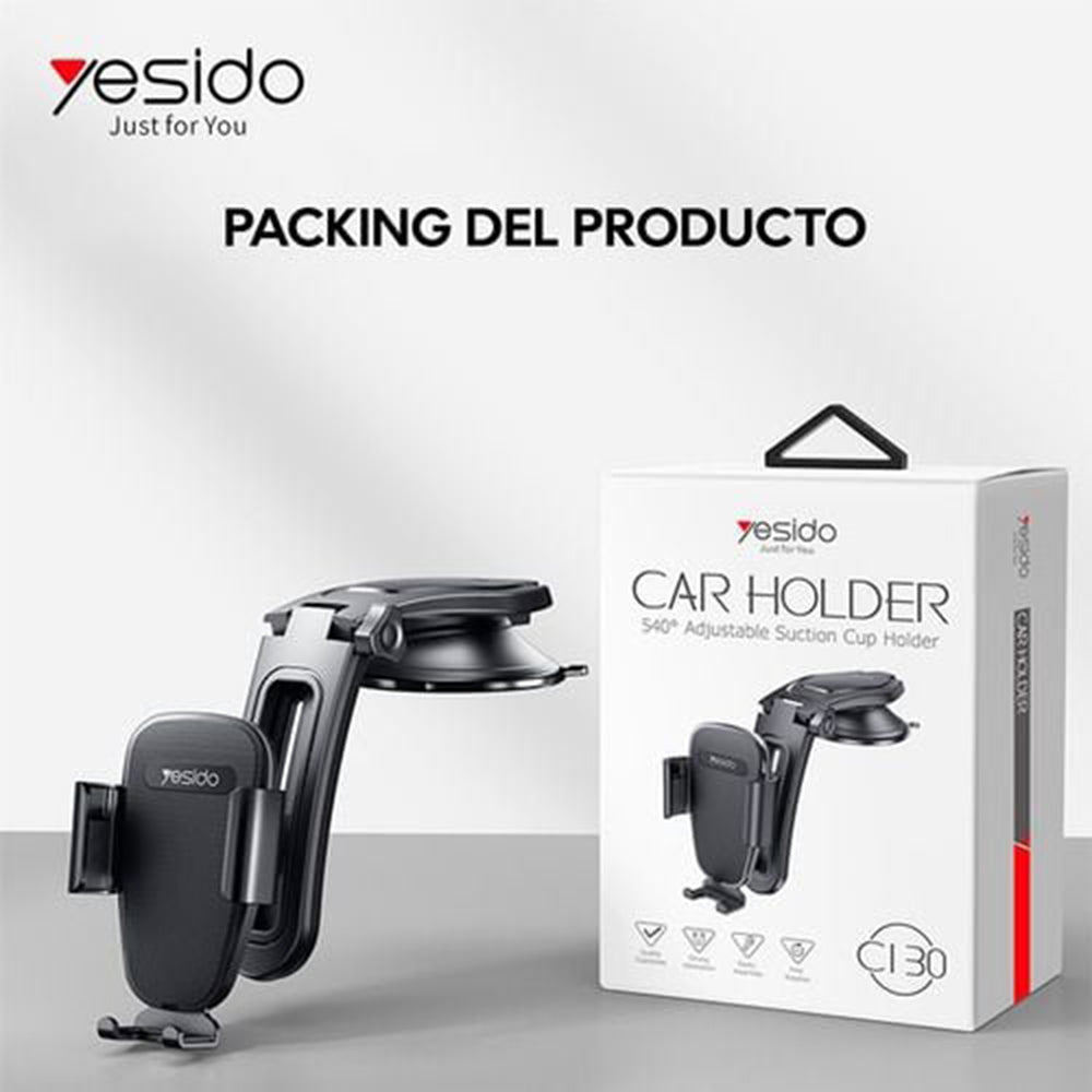 Suport Yesido (C130), Gravity Grip for Dashboard, Adjustable Suction Cup Holder, Negru