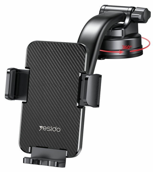 Suport Yesido (C172), for Windshield and Dashboard, 360 degree rotation, Negru