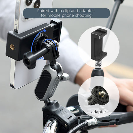 Suport Techsuit Sports Camera Riding (JX-008), GoPro Compatible, Aluminium Alloy, Gri