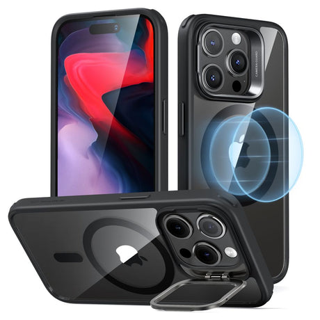 Husa de protectie ESR Classic Hybrid HaloLock Kickstand compatibil cu iPhone 15 Pro, Transparent Black