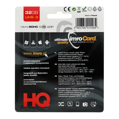 IMRO microSD memóriakártya 32GB / 64GB / 128GB 100MB/s 10-es osztály UHS 3 SD adapterrel