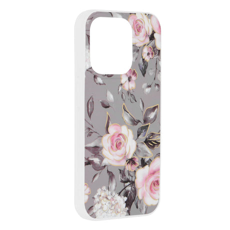 Husa de protectie Techsuit Marble Series compatibil cu iPhone 15 Pro, Bloom of Ruth Gray
