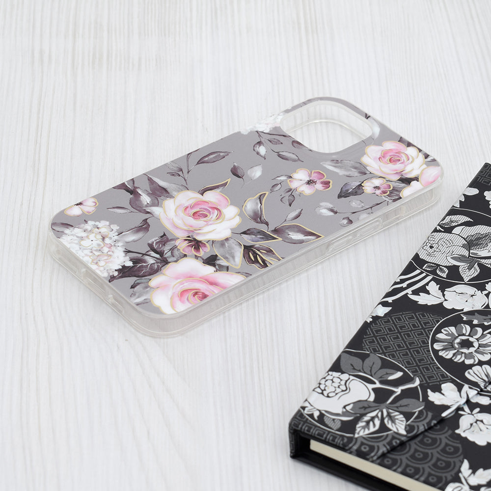 Husa de protectie Techsuit Marble Series compatibil cu iPhone 15, Bloom of Ruth Gray