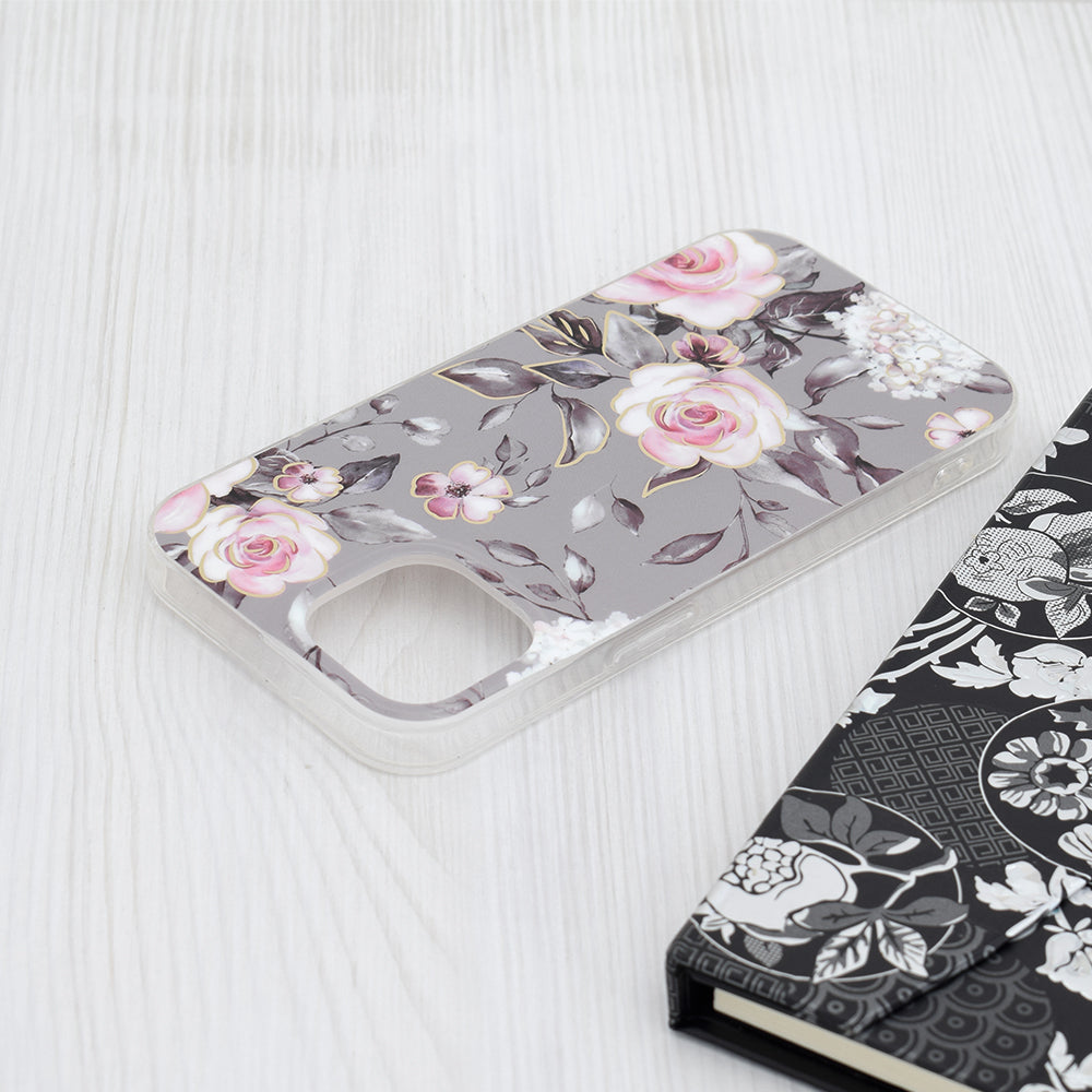 Husa de protectie Techsuit Marble Series compatibil cu iPhone 15, Bloom of Ruth Gray