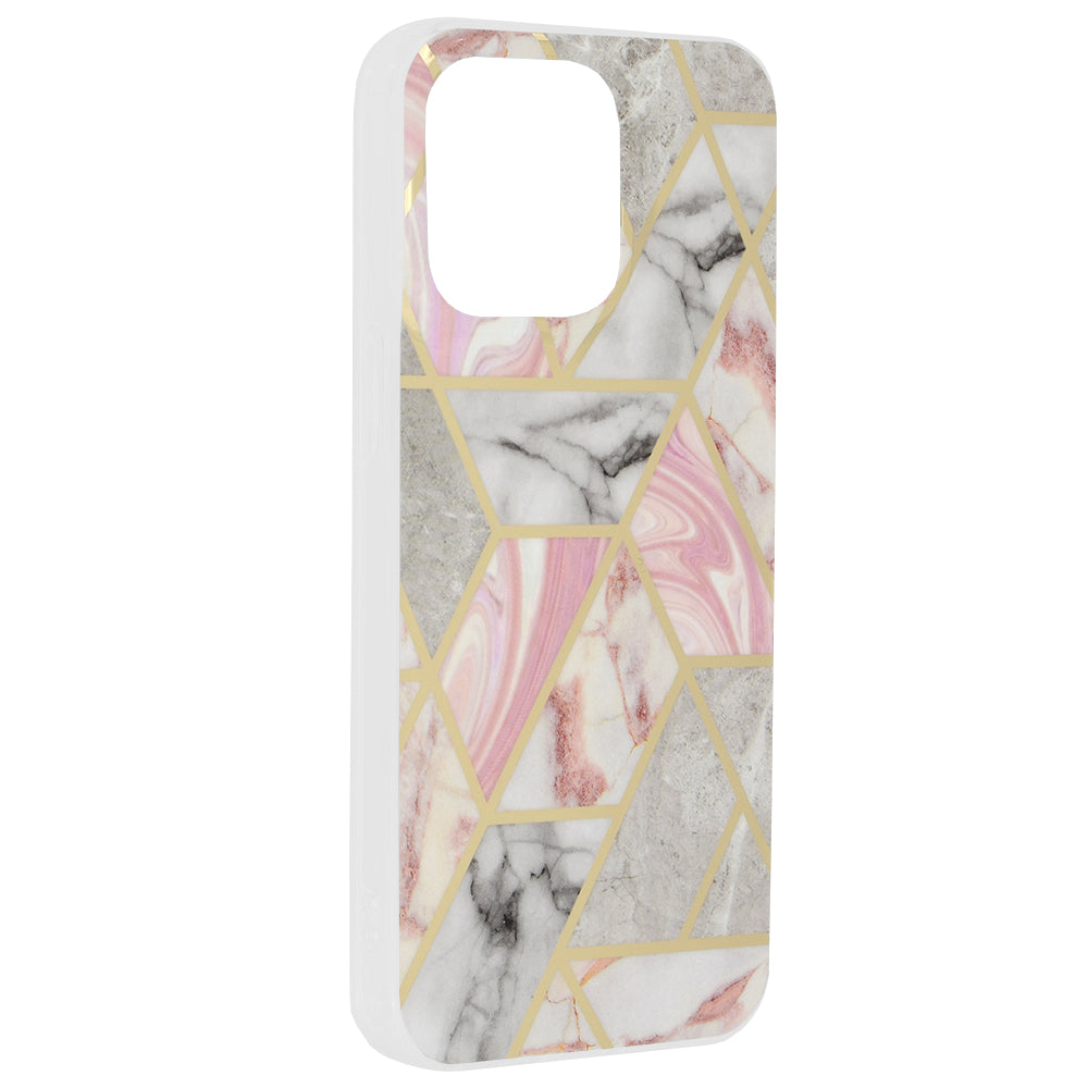 Husa de protectie Techsuit Marble Series compatibil cu iPhone 15 Pro Max, Roz Hex