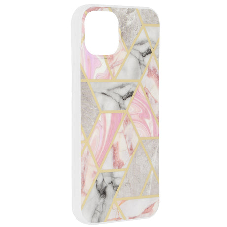 Husa de protectie Techsuit Marble Series compatibil cu iPhone 15 Plus, Roz Hex