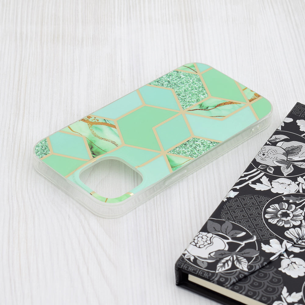 Husa de protectie Techsuit Marble Series compatibil cu iPhone 15, Verde Hex