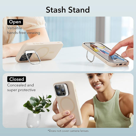Husa de protectie ESR Cloud Soft HaloLock Kickstand compatibil cu iPhone 15 Pro, Light Tan