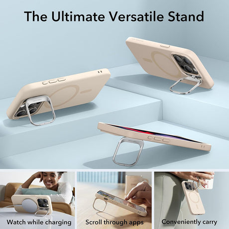 Husa de protectie ESR Cloud Soft HaloLock Kickstand compatibil cu iPhone 15 Pro, Light Tan