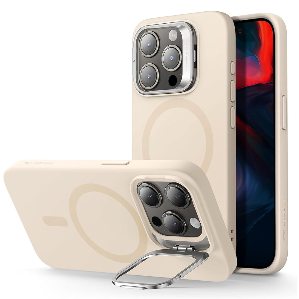 Husa de protectie ESR Cloud Soft HaloLock Kickstand compatibil cu iPhone 15 Pro, Light Tan