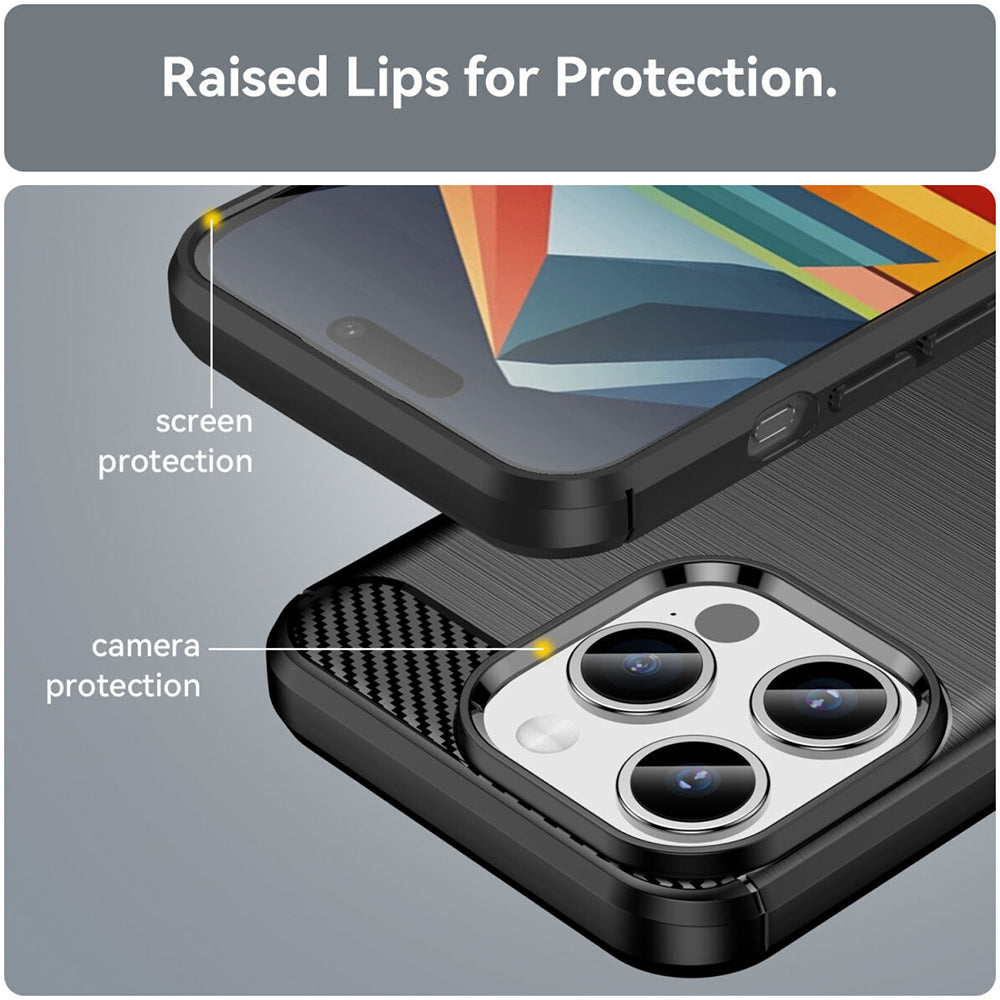 Husa de protectie Techsuit Carbon Silicone compatibil cu iPhone 15 Pro, Negru