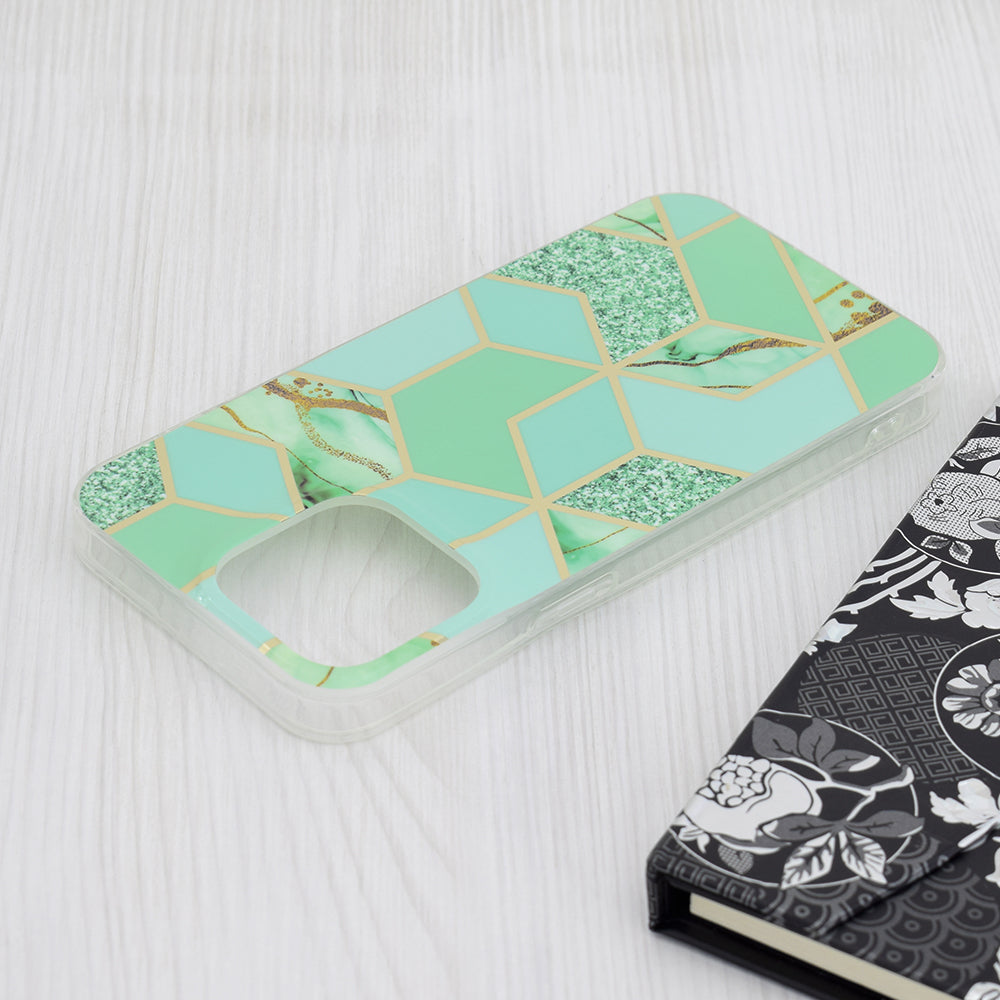 Husa de protectie Techsuit Marble Series compatibil cu iPhone 15 Pro Max, Verde Hex