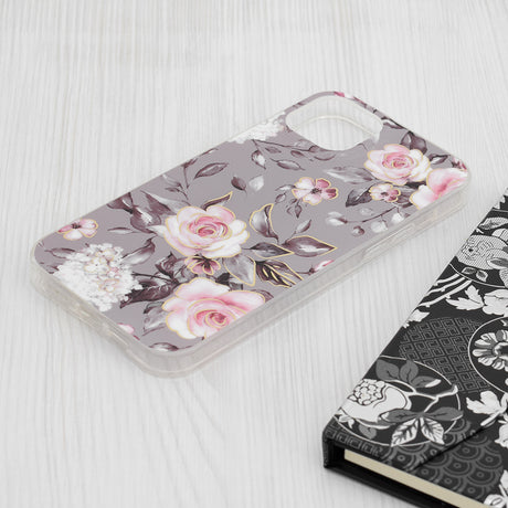 Husa de protectie Techsuit Marble Series compatibil cu iPhone 15 Plus, Bloom of Ruth Gray