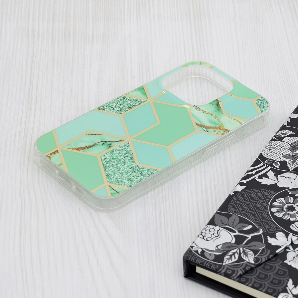 Husa de protectie Techsuit Marble Series compatibil cu iPhone 15 Pro, Verde Hex