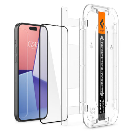 Folie de protectie Spigen Glas.tR EZ-FIT (AGL06908) compatibil cu iPhone 15, Negru