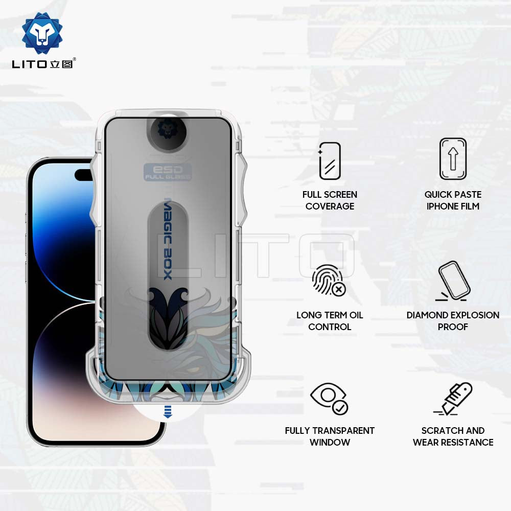 Folie de protectie Lito Magic Glass Box D+ Tools compatibil cu iPhone 15, Privacy