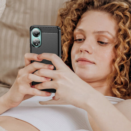 Husa de protectie Techsuit Carbon Silicone compatibil cu Oppo A78 4G, Negru