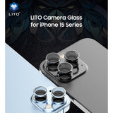 Folie de protectie Lito S+ Camera Glass compatibil cu iPhone 15 Pro / iPhone 15 Pro Max, Albastru Titanium