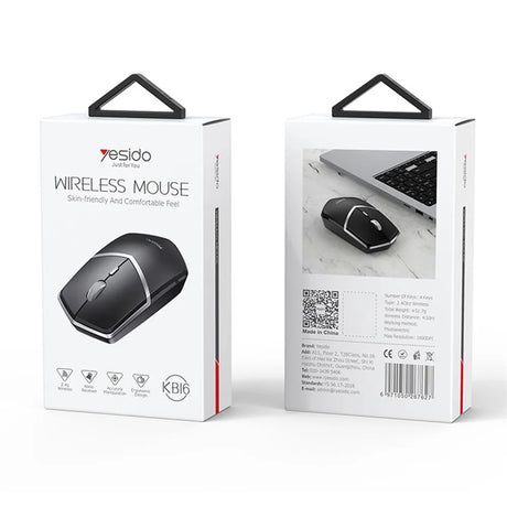 Tastatura/Mouse Yesido Wireless Mouse (KB16), 2.4G Connection, 1600DPI, Low Noise, Negru