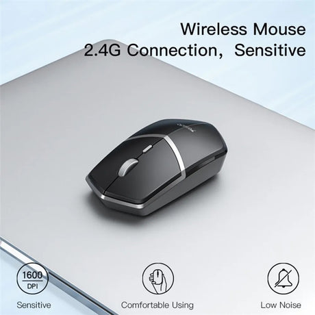 Tastatura/Mouse Yesido Wireless Mouse (KB16), 2.4G Connection, 1600DPI, Low Noise, Negru