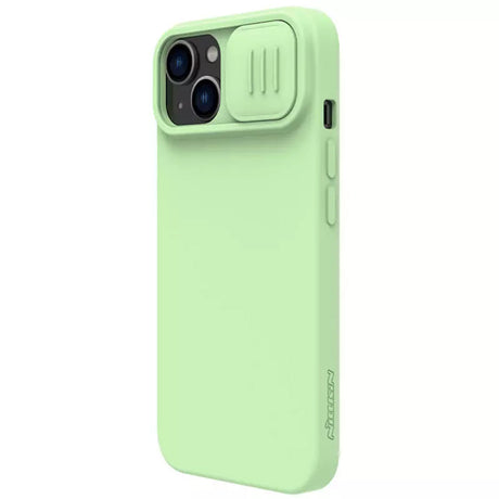 Husa de protectie Nillkin CamShield Silky MagSafe Silicone compatibil cu iPhone 15 Plus, Verde Menta