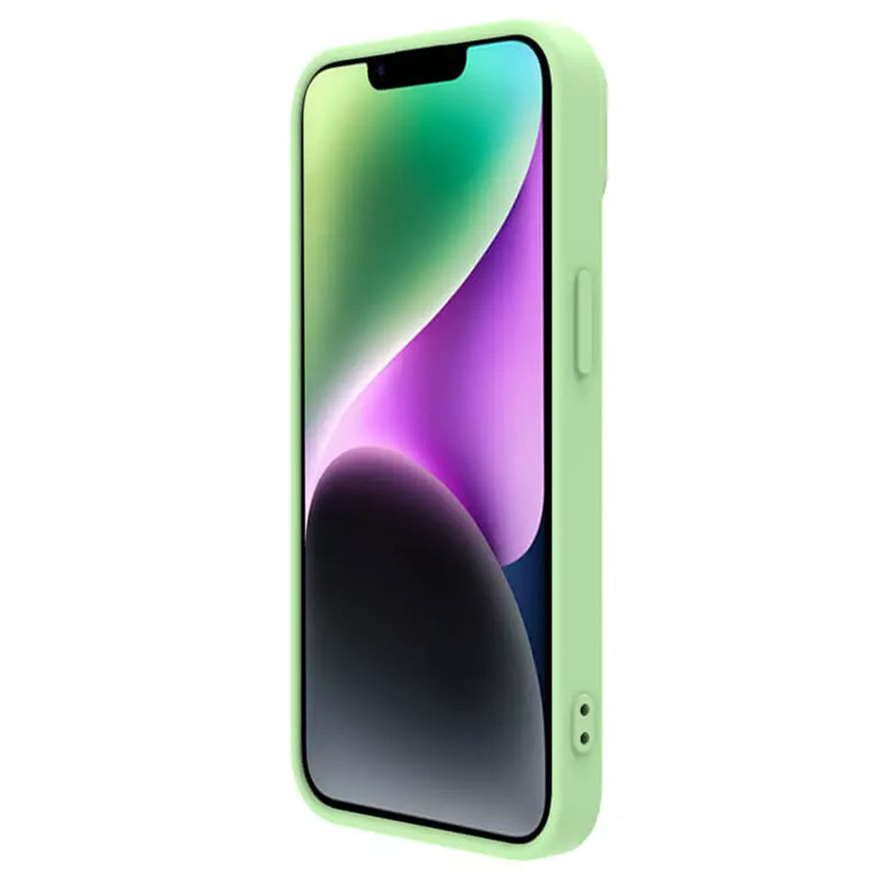 Husa de protectie Nillkin CamShield Silky MagSafe Silicone compatibil cu iPhone 15 Plus, Verde Menta