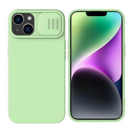 Husa de protectie Nillkin CamShield Silky MagSafe Silicone compatibil cu iPhone 15 Plus, Verde Menta