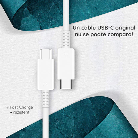 Cablu Samsung Original (EP-DN975BWEGWW), USB-C to Type-C Super Fast Charging 5A, 1m, Alb (Blister Packing)