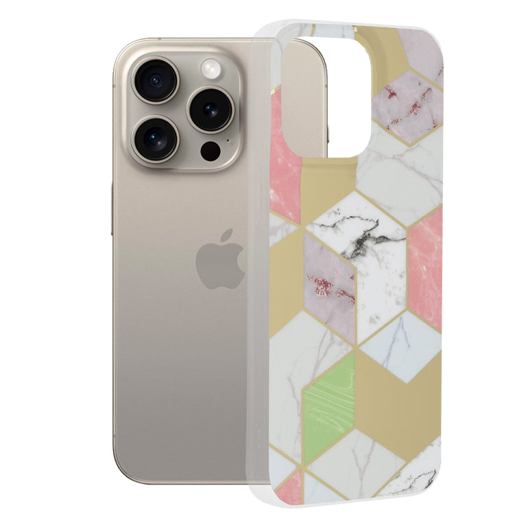 Husa de protectie Techsuit Marble Series compatibil cu iPhone 15 Pro Max, Mov Hex