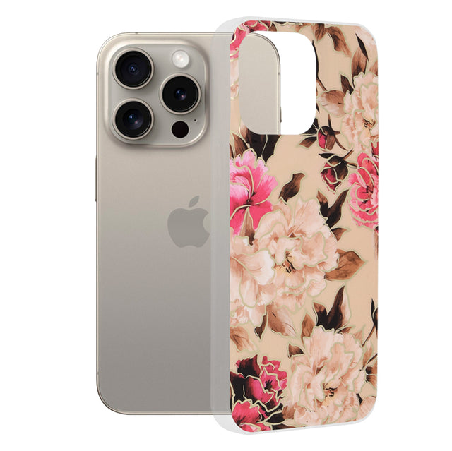 Husa de protectie Techsuit Marble Series compatibil cu iPhone 15 Pro Max, Mary Berry Nude