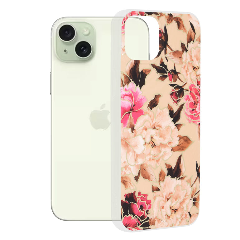 Husa de protectie Techsuit Marble Series compatibil cu iPhone 15 Plus, Mary Berry Nude