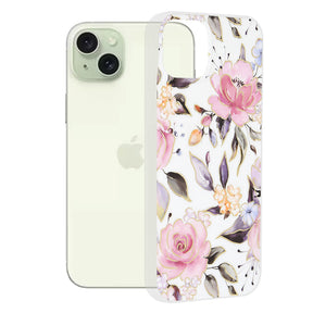 Husa de protectie Techsuit Marble Series compatibil cu iPhone 15 Plus, Chloe White