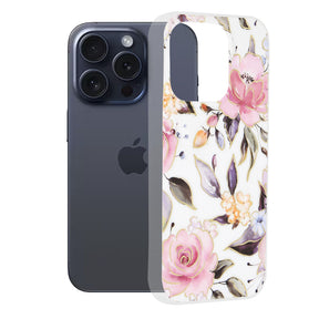 Husa de protectie Techsuit Marble Series compatibil cu iPhone 15 Pro, Chloe White