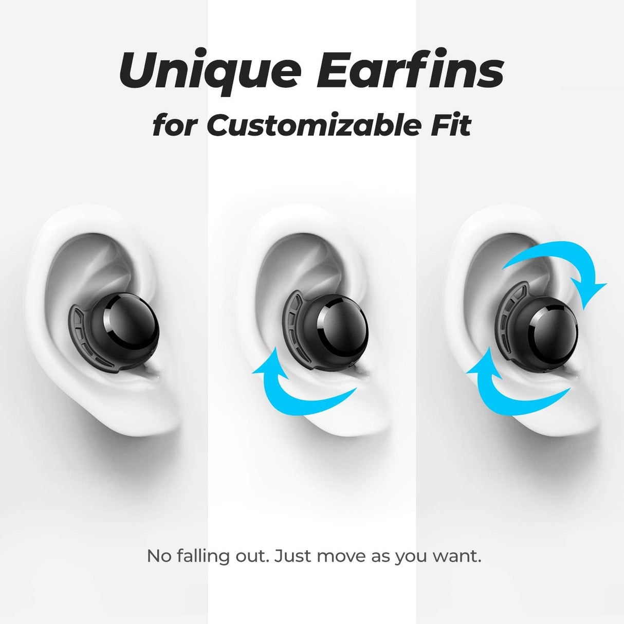 Tribit Wireless Earbuds vezeték nélküli fülhallgató,Bluetooth 5.3, 110H, IPX8, Black